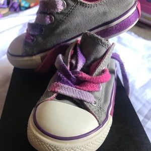 Converse size 8 (toddler) pink/purple/grey. EUC